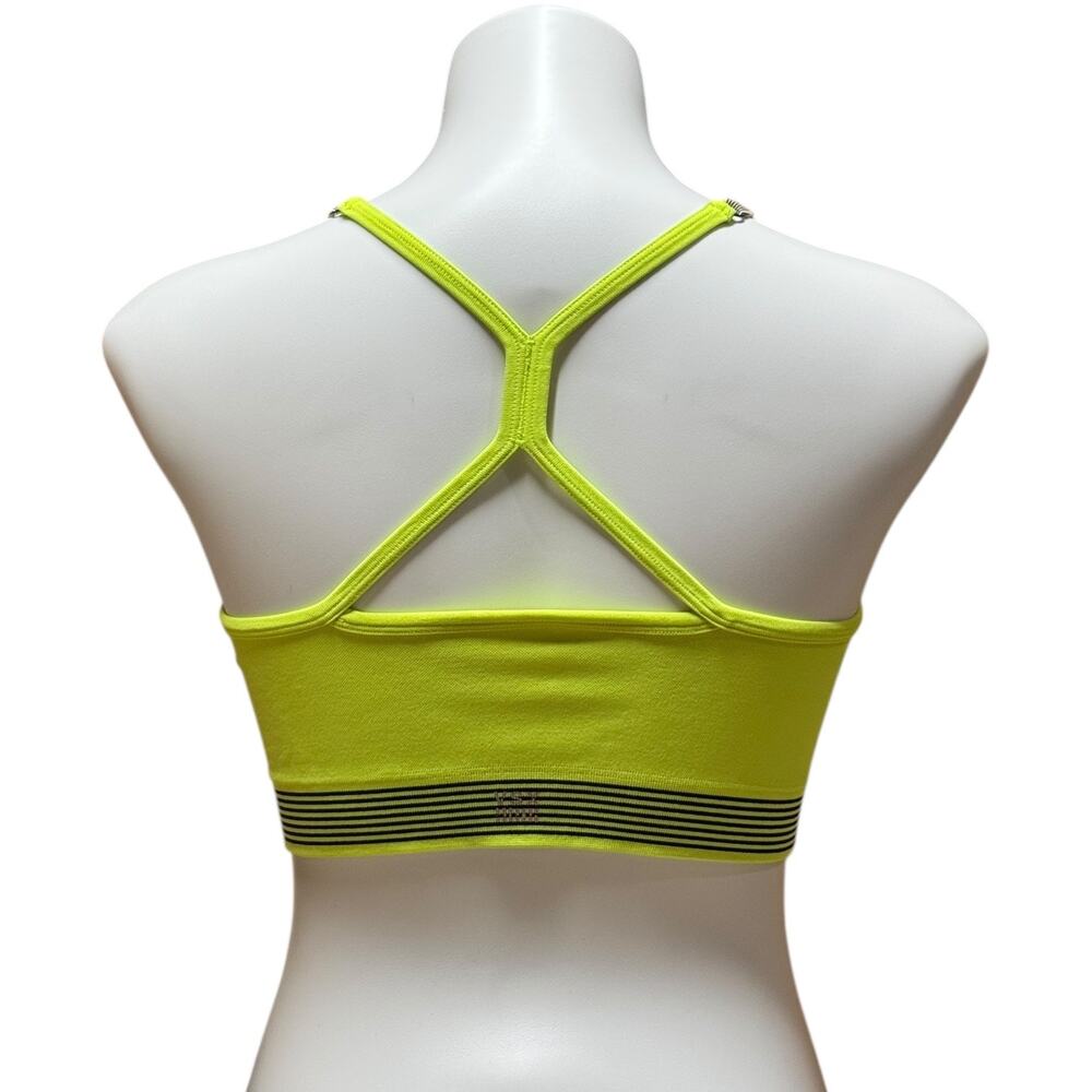VSX Victoria's Secret Sport Racerback Sports Bra Neon Yellow Black Medium - Picture 3 of 5